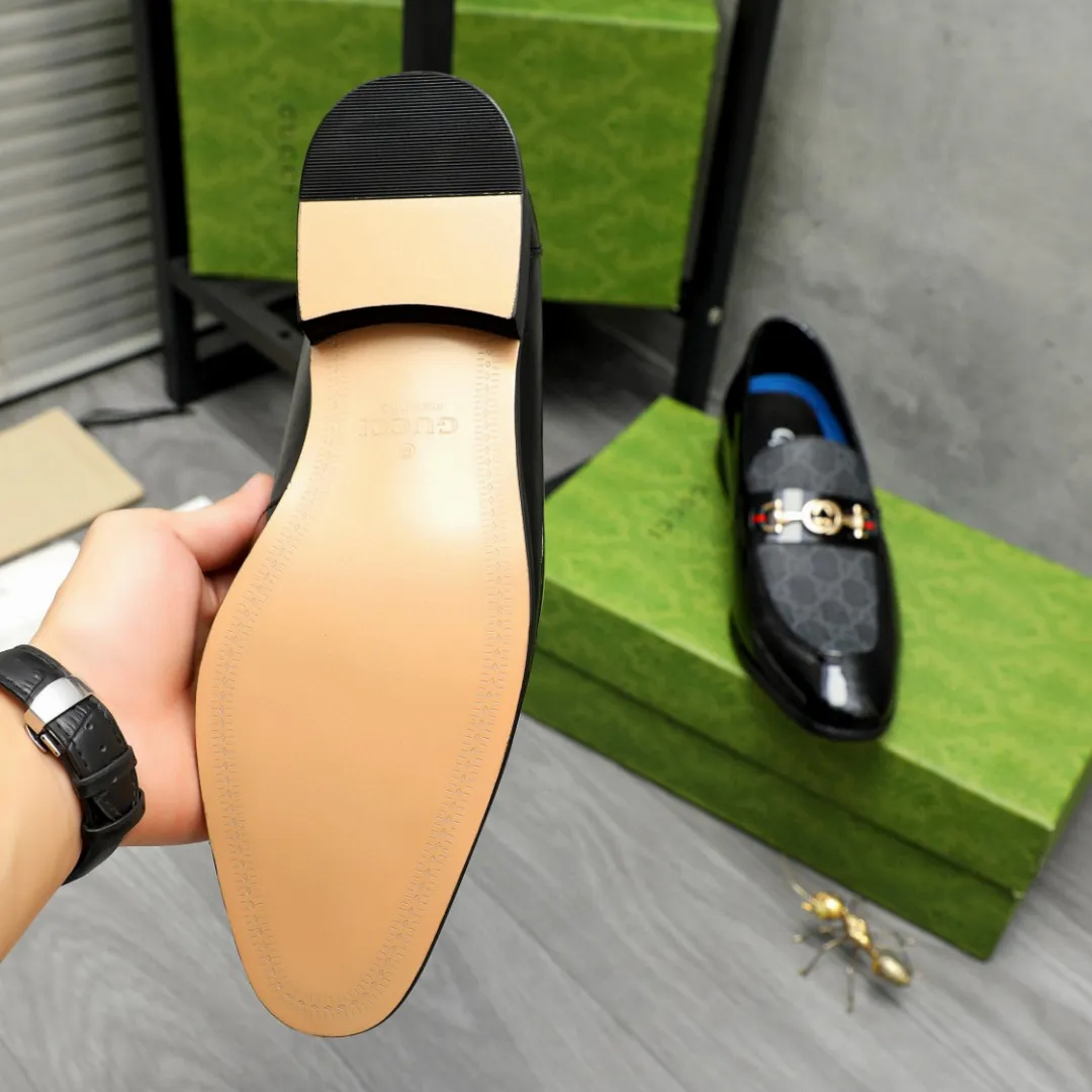 Men's shoes 💰480 Product trademark: GUCCI "Gucci" business slip-on leather shoes Regular size: 38-44 45 custom-made Product materials: Selected patent cowhide splicing printed upper, cowhide lining, original outsole